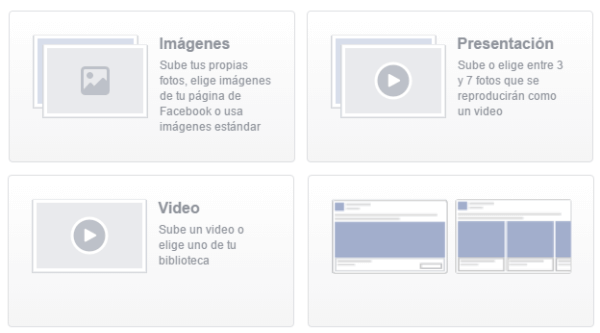 Tipos de contenido y test de anuncios en Facebook